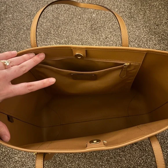 Coach Tan Monogram City Tote Bag with Leather Trim - Picture 12 of 14